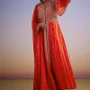 Orange Russian Silk Palazzo Suit With Cut Dana And Sequins Work