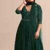 Dark Green Embroidered Anarkali Suit With Net Dupatta