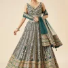Teal Green Embroidered Lehenga Set