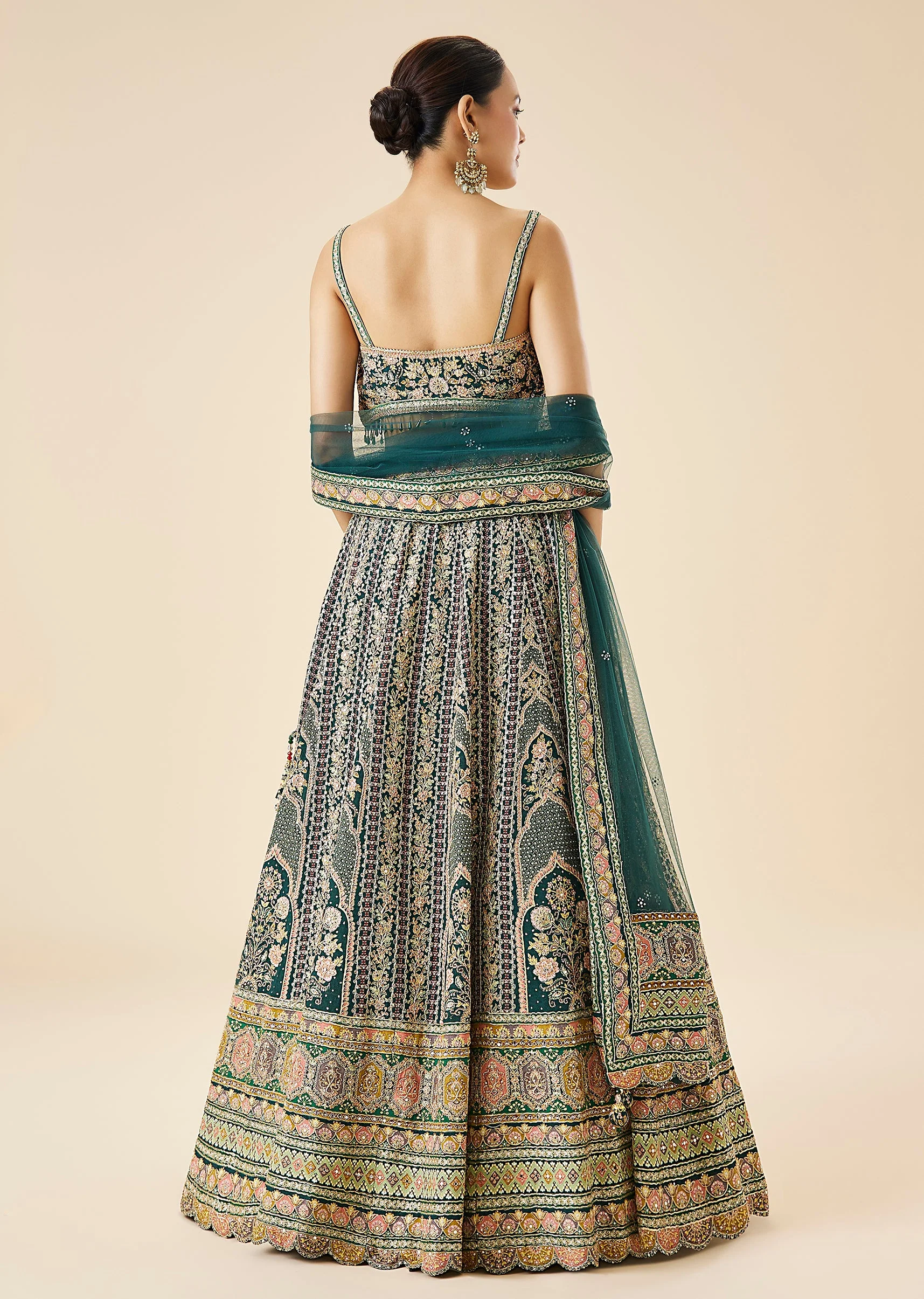 Teal Green Embroidered Lehenga Set