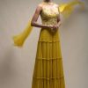 Citrus Indowestern Tiered suit In Georgette With Resham And Beads Embroidered Floral Pattern