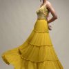 Citrus Indowestern Tiered suit In Georgette With Resham And Beads Embroidered Floral Pattern
