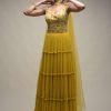 Citrus Indowestern Tiered suit In Georgette With Resham And Beads Embroidered Floral Pattern