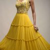 Citrus Indowestern Tiered suit In Georgette With Resham And Beads Embroidered Floral Pattern