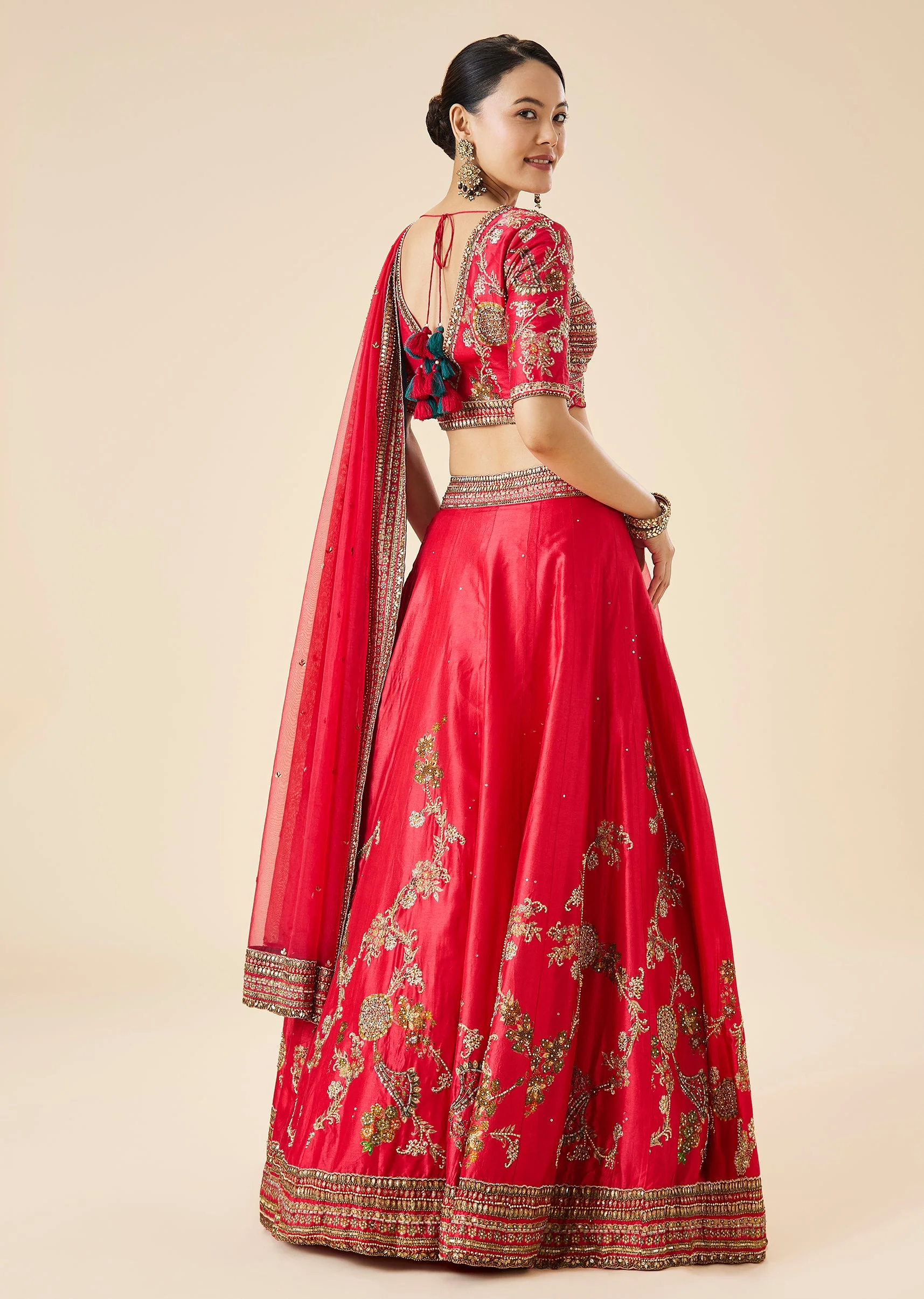 Rani Pink Embroidered Bridal Lehenga Set