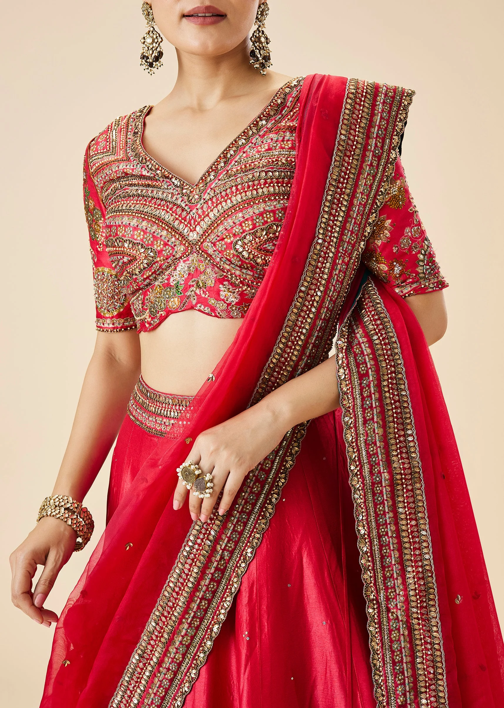 Rani Pink Embroidered Bridal Lehenga Set