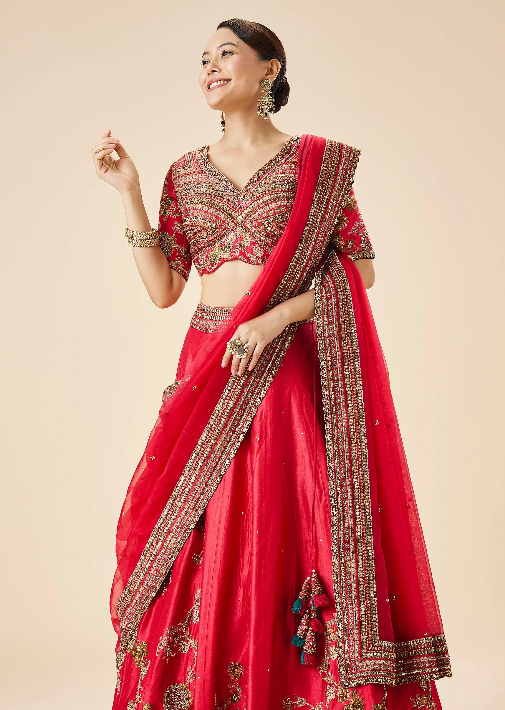 Rani Pink Embroidered Bridal Lehenga Set