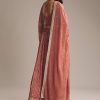 Red Chinon Printed Anarkali Suit With Heavy Embroidery