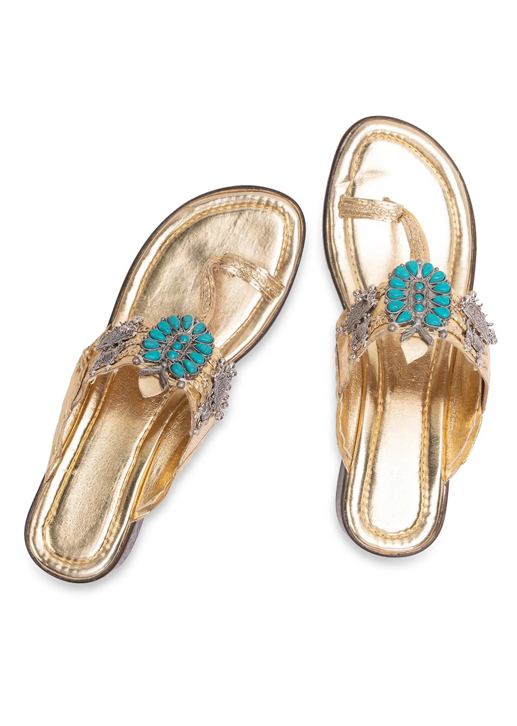 Gold Turquoise Detail Kolhapuri