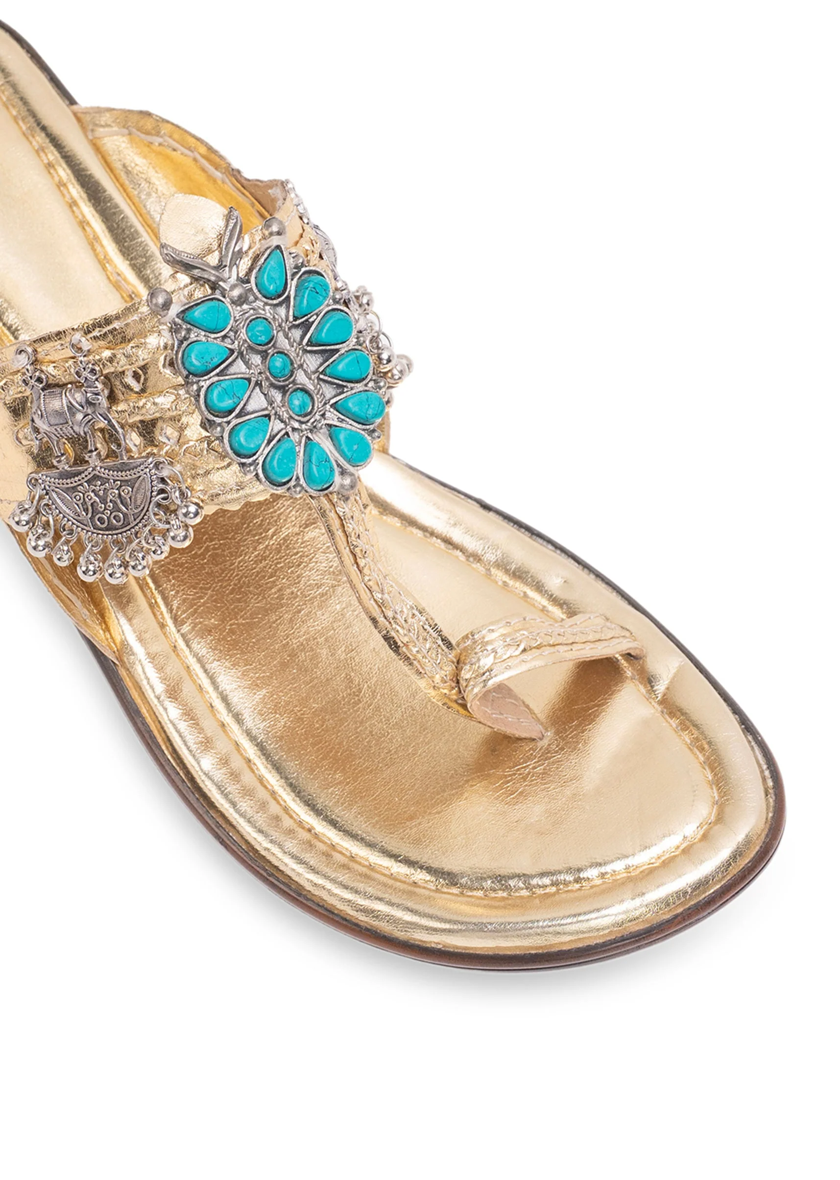 Gold Turquoise Detail Kolhapuri