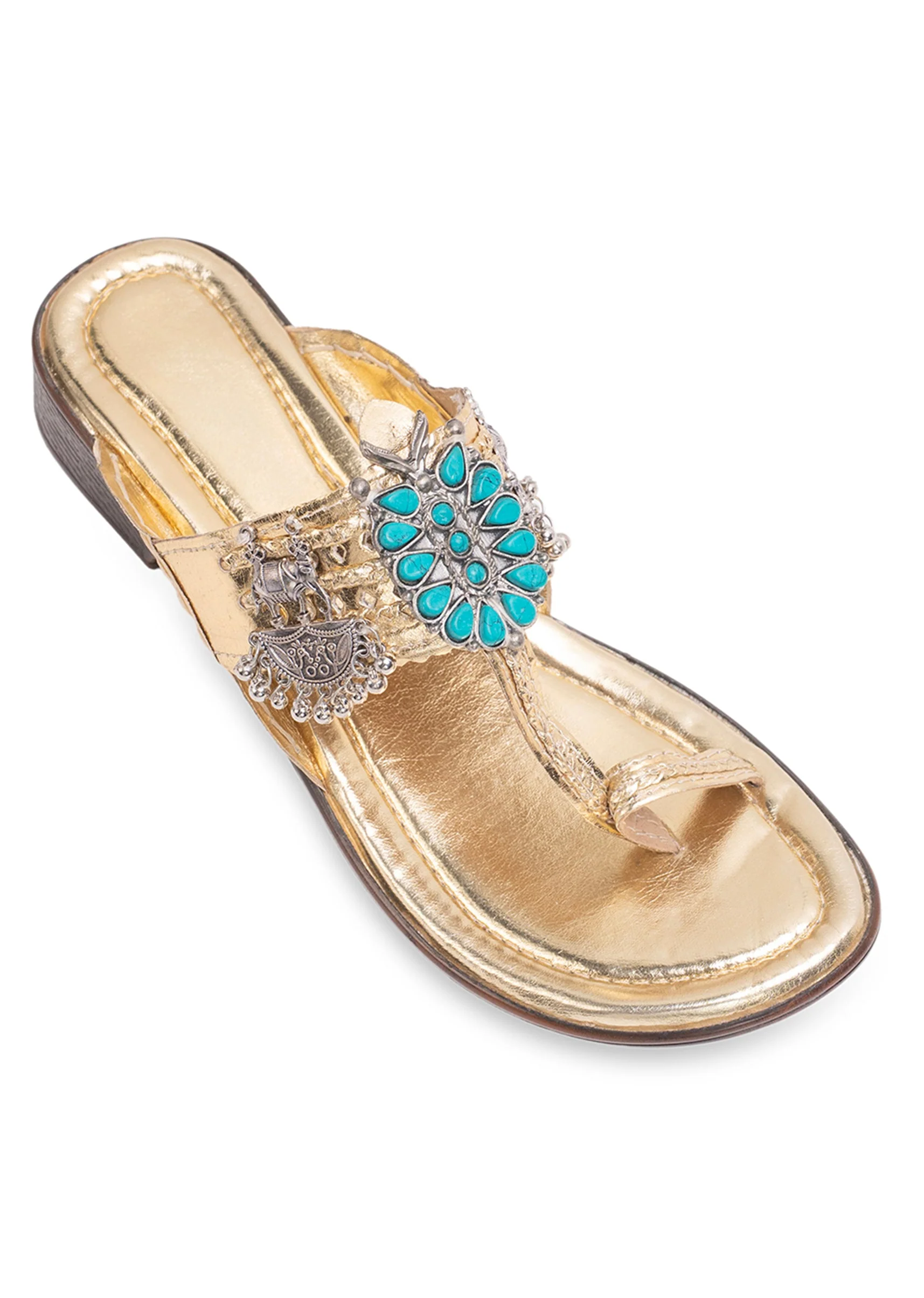 Gold Turquoise Detail Kolhapuri
