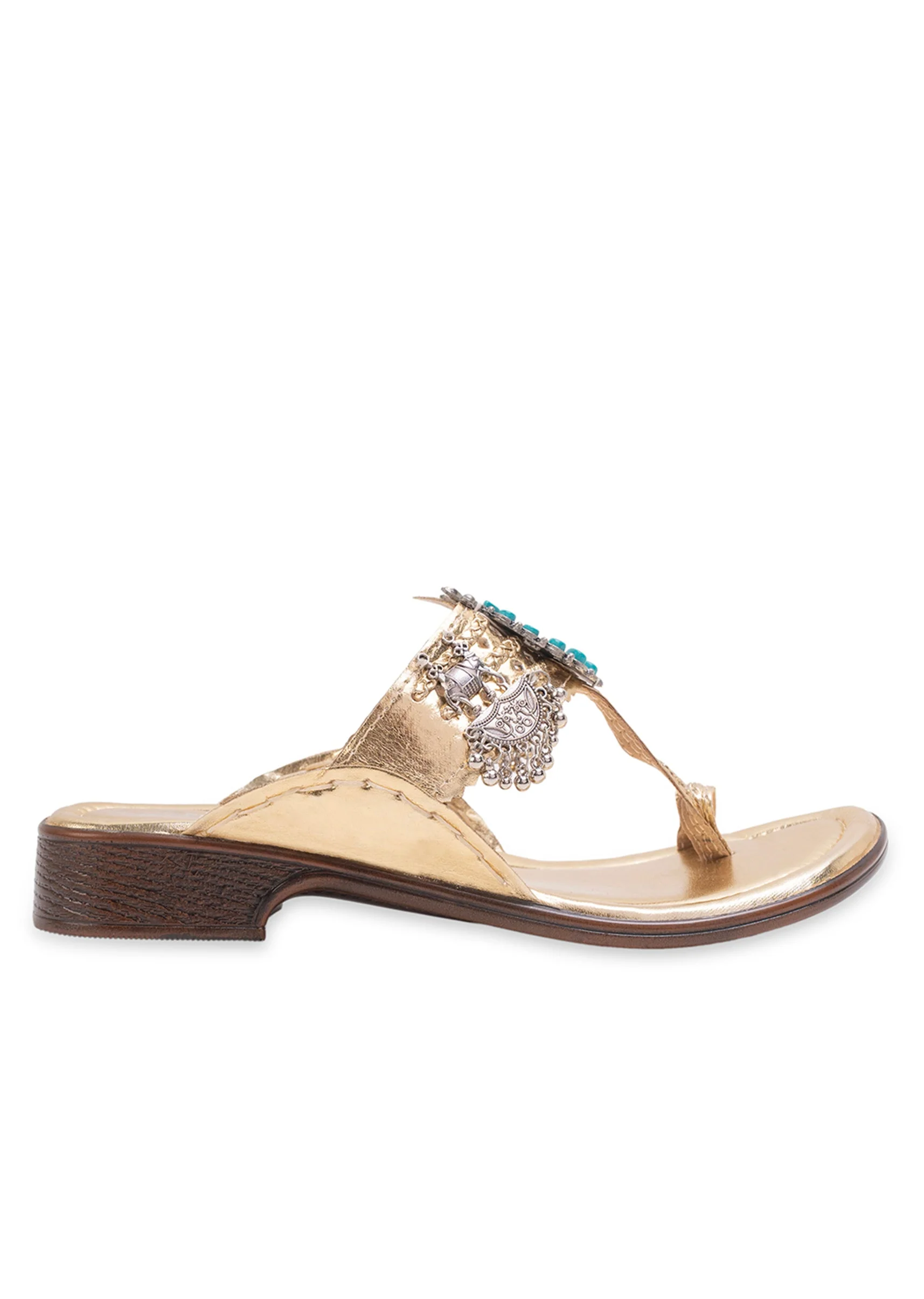 Gold Turquoise Detail Kolhapuri