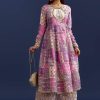 Lavender Floral Gotta Lace Kurta With Angrakha Jacket