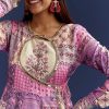 Lavender Floral Gotta Lace Kurta With Angrakha Jacket