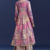Lavender Floral Gotta Lace Kurta With Angrakha Jacket