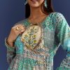 Blue Floral Angrakha Jacket With Gotta Lace Kurta