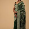 Deep Green Dola Silk Banarasi Saree With Bandhani Waeve