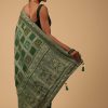 Deep Green Dola Silk Banarasi Saree With Bandhani Waeve