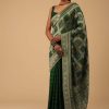 Deep Green Dola Silk Banarasi Saree With Bandhani Waeve