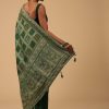 Deep Green Dola Silk Banarasi Saree With Bandhani Waeve