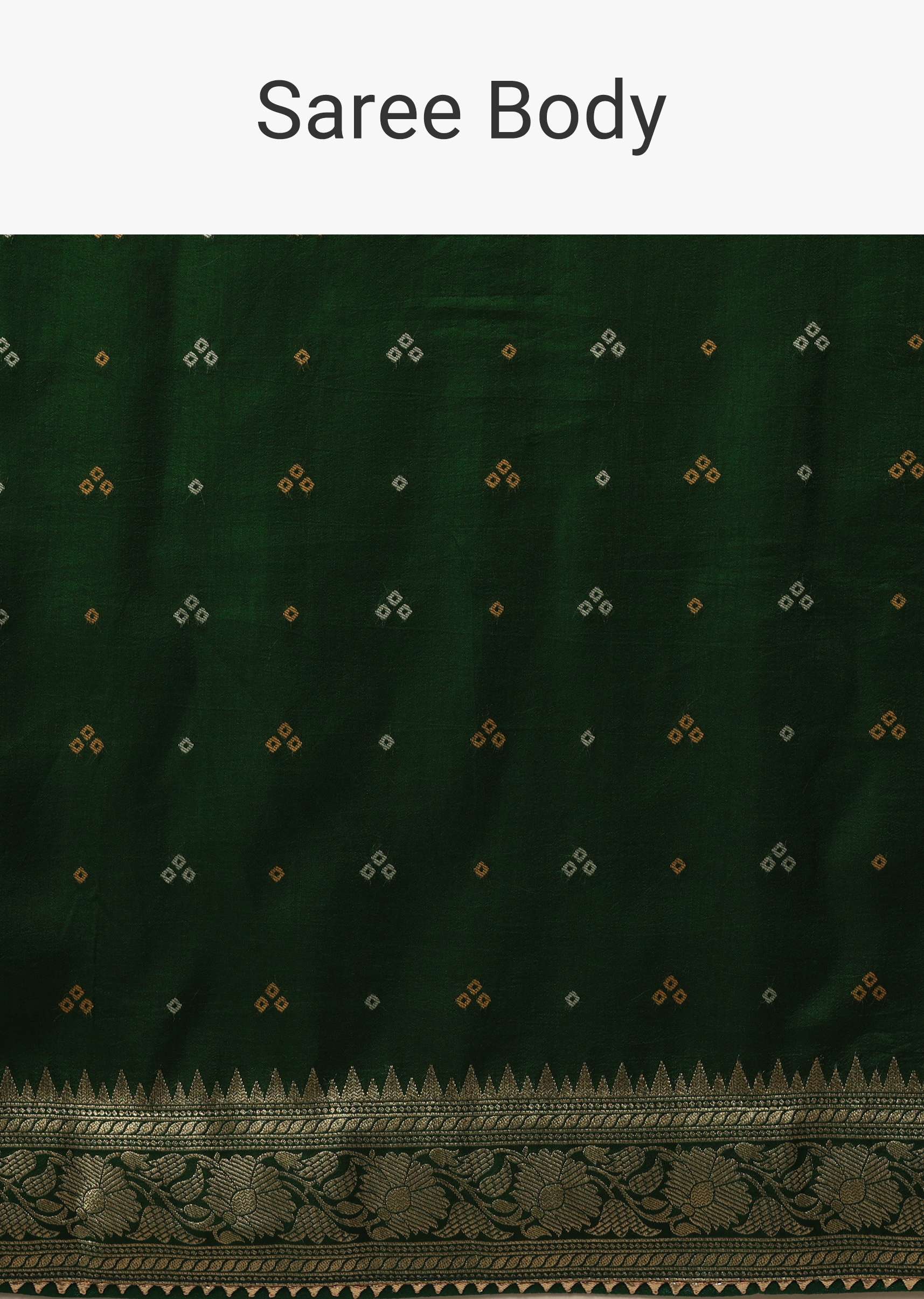 Deep Green Dola Silk Banarasi Saree With Bandhani Waeve