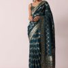 Blue Banarasi Silk Saree With Meenakari Work And Unstitched Blouse Piece