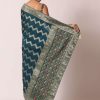 Blue Banarasi Silk Saree With Meenakari Work And Unstitched Blouse Piece