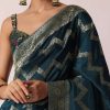 Blue Banarasi Silk Saree With Meenakari Work And Unstitched Blouse Piece