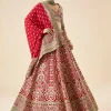 Red Bridal Printed And Embroidered Lehenga Set