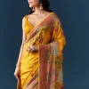 Mustard Banarasi Silk Woven Saree with Unstitched Blouse