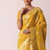 Mustard Yellow Banarasi Silk Saree With Zari Floral Motifs And Unstitched Blouse Piece