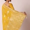 Mustard Yellow Banarasi Silk Saree With Zari Floral Motifs And Unstitched Blouse Piece
