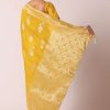 Mustard Yellow Banarasi Silk Saree With Zari Floral Motifs And Unstitched Blouse Piece