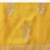 Mustard Yellow Banarasi Silk Saree With Zari Floral Motifs And Unstitched Blouse Piece