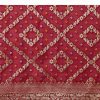 Red Banarasi Georgette Saree With Bandhani Weave And Unstitched Blouse Piece