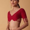 Red Banarasi Georgette Saree With Bandhani Weave And Unstitched Blouse Piece