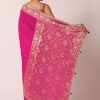 Rani Pink Banarasi Saree With Bandhani Buttis And Unstitched Blouse Piece