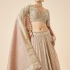 Dusty Pink Embroidered Bridal Lehenga Set