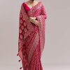 Rani Pink Banarasi Georgette Saree With Heavy Embroidery