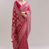Rani Pink Banarasi Georgette Saree With Heavy Embroidery