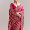 Rani Pink Banarasi Georgette Saree With Heavy Embroidery