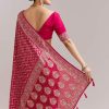 Rani Pink Banarasi Georgette Saree With Heavy Embroidery