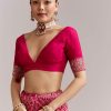Rani Pink Banarasi Georgette Saree With Heavy Embroidery