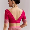 Rani Pink Banarasi Georgette Saree With Heavy Embroidery