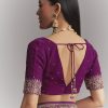 Purple Banarasi Georgette Embroidered Saree With Heavy Hand Embroidery