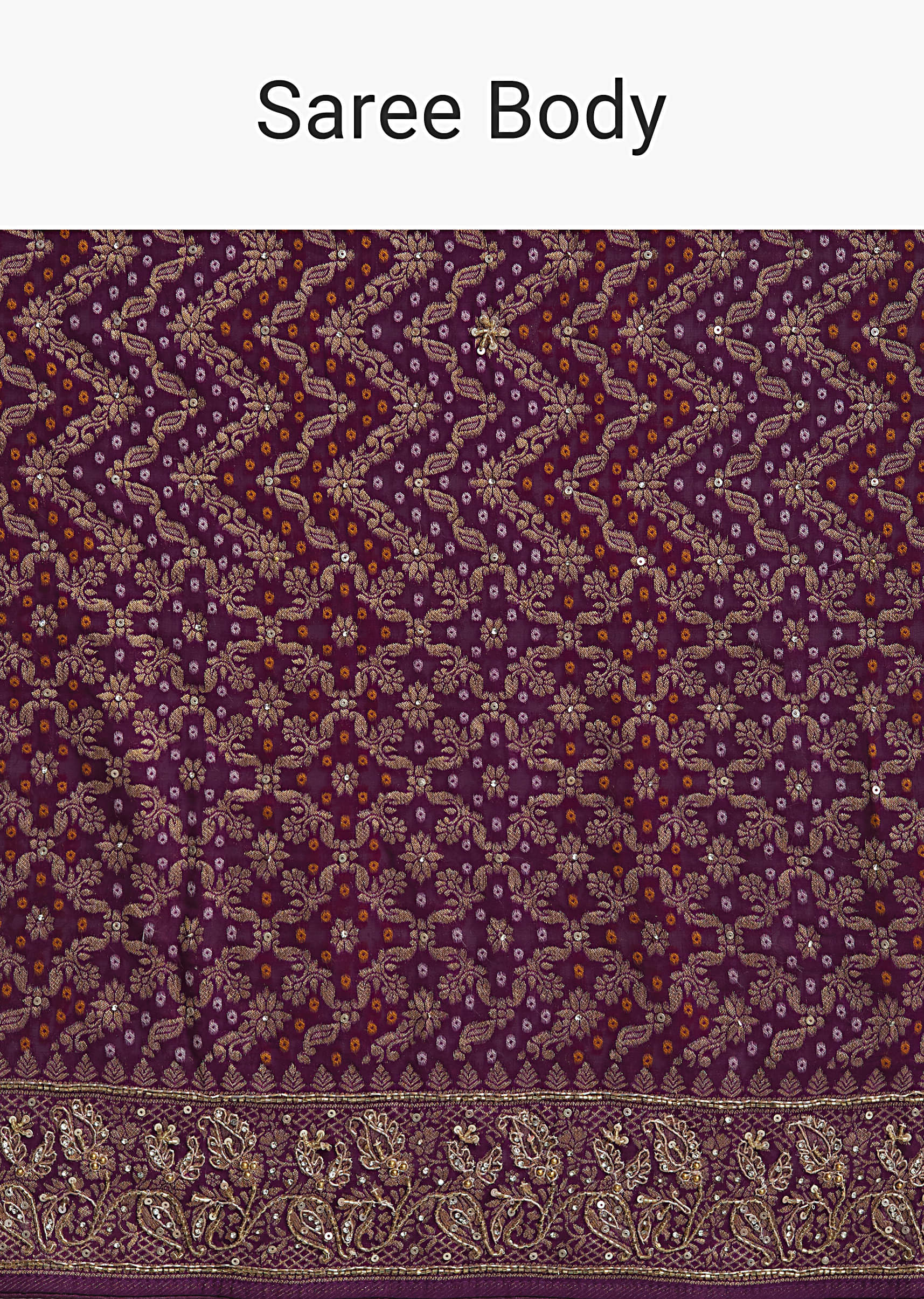 Purple Banarasi Georgette Embroidered Saree With Heavy Hand Embroidery