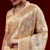 Golden Banarasi Tissue Saree With Multicolour Floral Weave And Paithani Motif Border