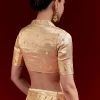Golden Banarasi Tissue Saree With Multicolour Floral Weave And Paithani Motif Border