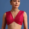 Rani Pink Banarasi Bandhani Satin Saree With Brocade Motifs On Border
