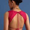 Rani Pink Banarasi Bandhani Satin Saree With Brocade Motifs On Border